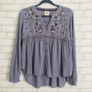 KNOX ROSE BLUE LONG SLEEVE BLOUSE